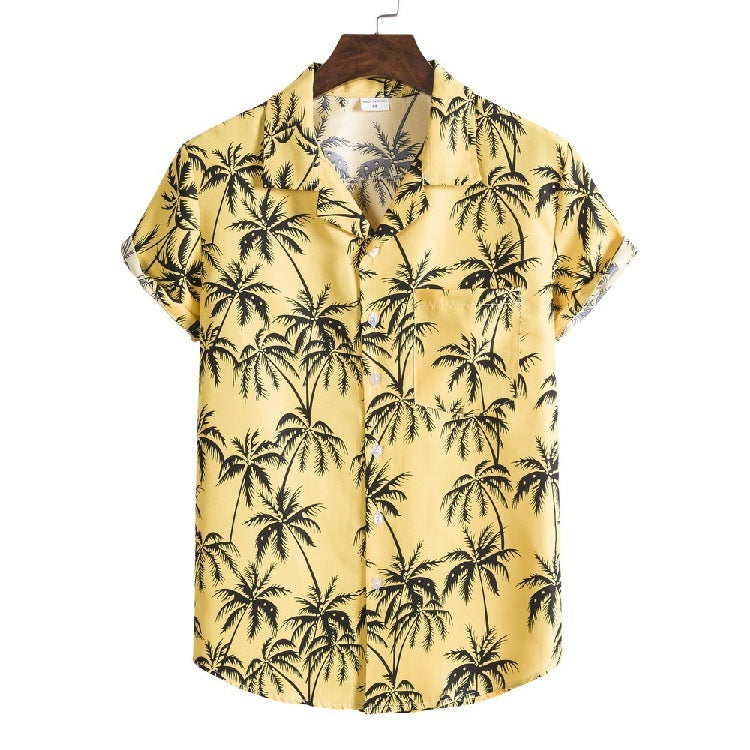 Men's Oversized Shirt Hawaiian Beach Suit Collar Short Sleeve Floral Shirt
