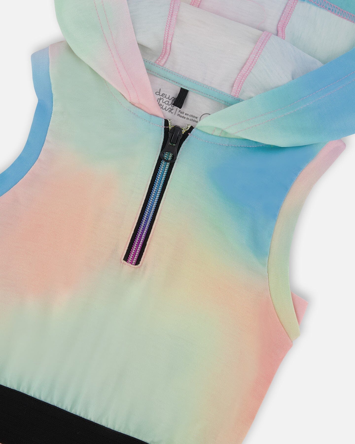 Hooded Dress With Elastic Waist Multicolored Tie Dye-3