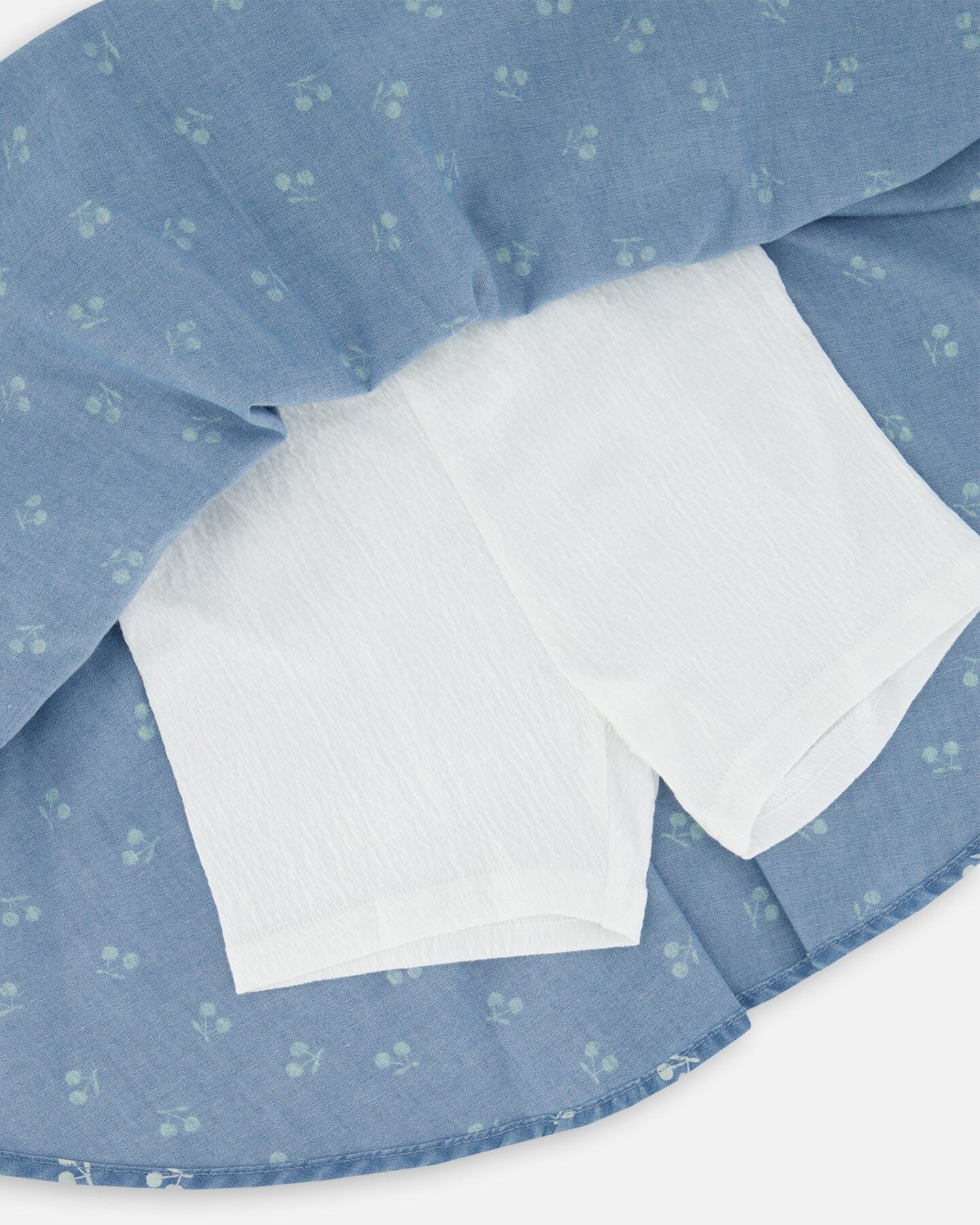 Printed Chambray Skort Blue And White Cherries-4
