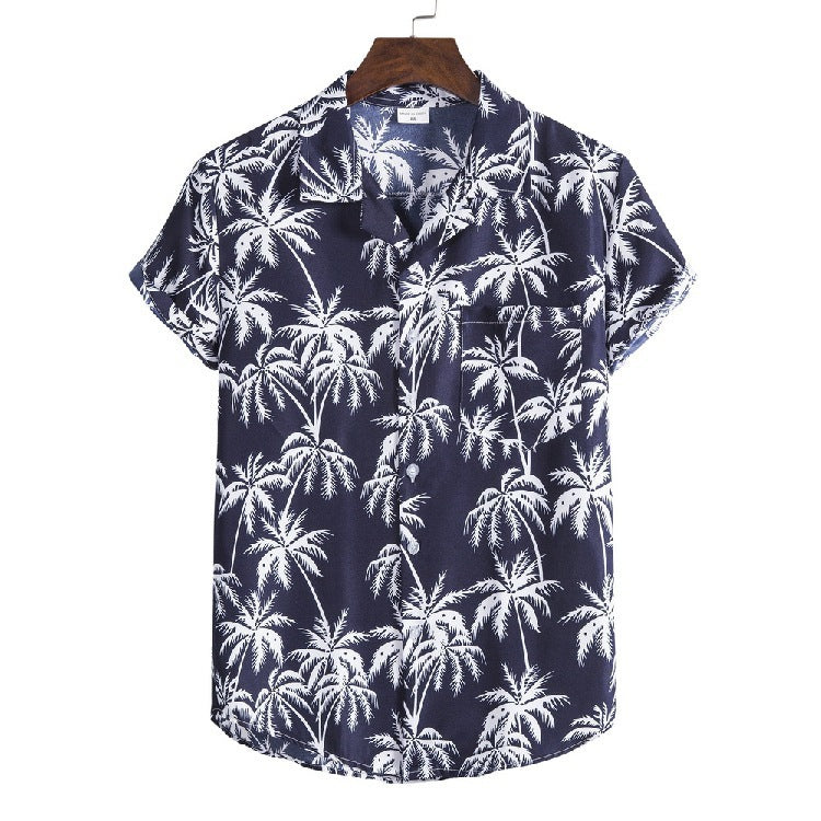 Men's Oversized Shirt Hawaiian Beach Suit Collar Short Sleeve Floral Shirt