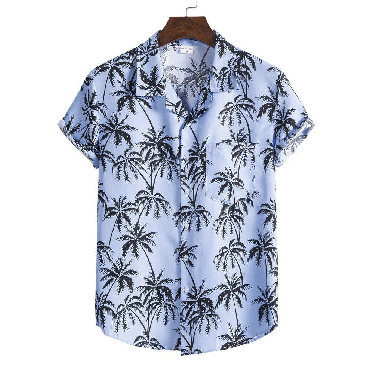 Men's Oversized Shirt Hawaiian Beach Suit Collar Short Sleeve Floral Shirt
