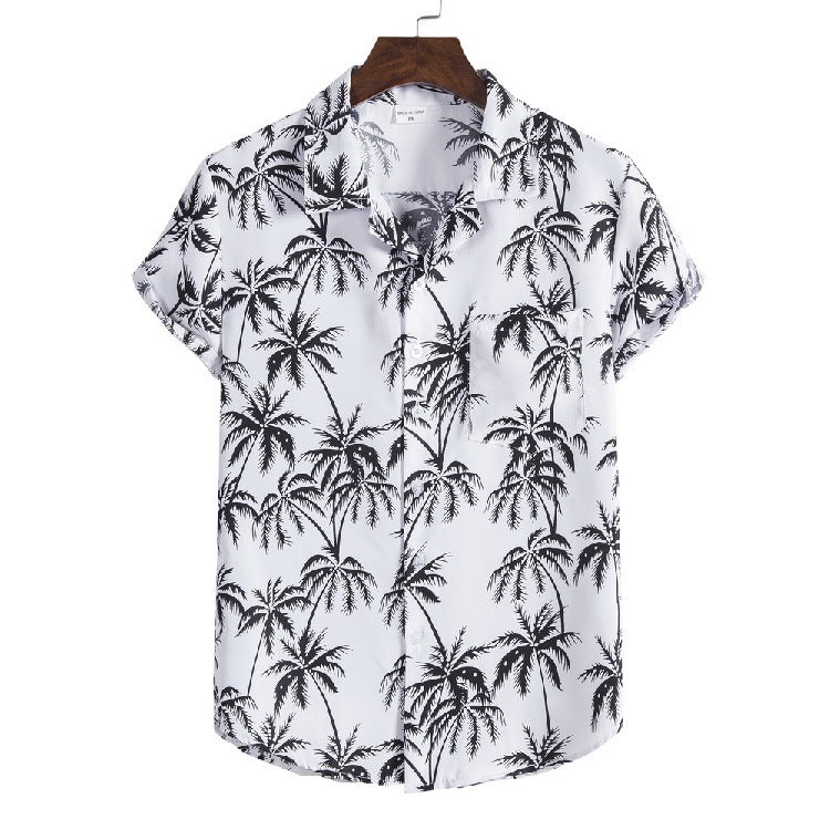 Men's Oversized Shirt Hawaiian Beach Suit Collar Short Sleeve Floral Shirt