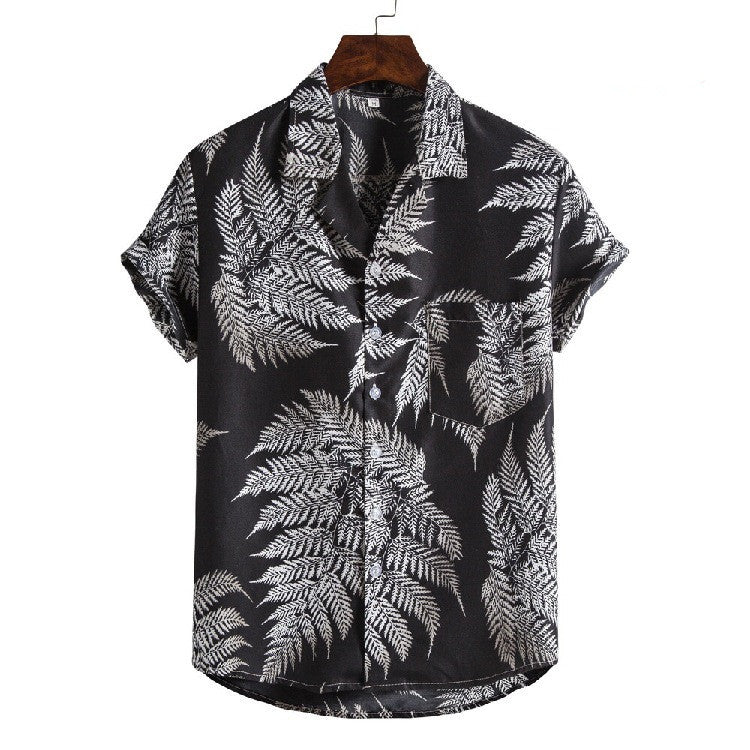 Men's Oversized Shirt Hawaiian Beach Suit Collar Short Sleeve Floral Shirt