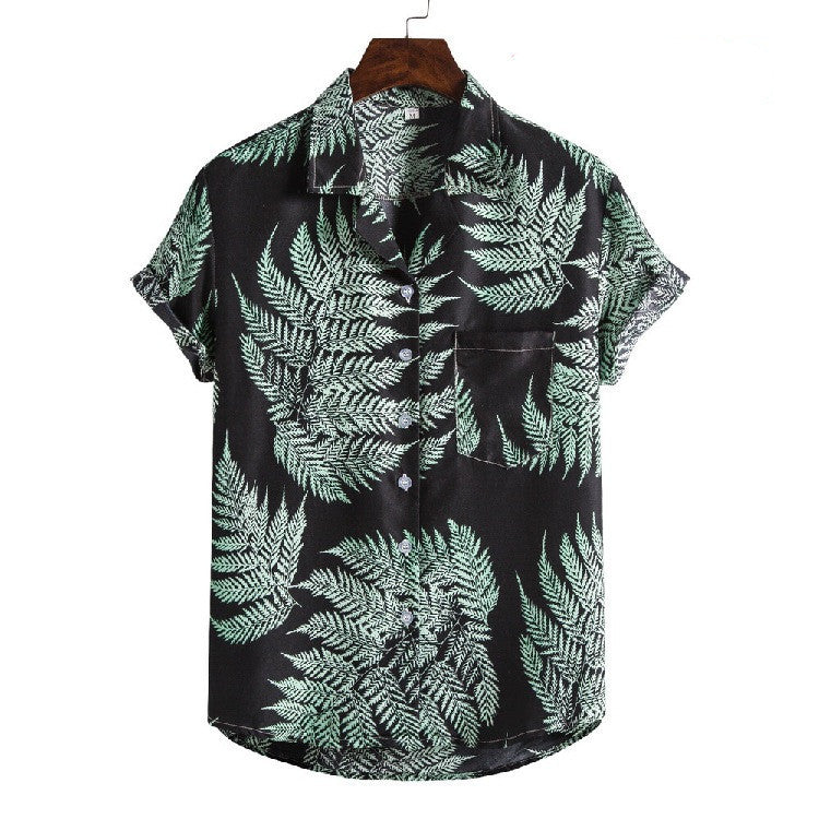 Men's Oversized Shirt Hawaiian Beach Suit Collar Short Sleeve Floral Shirt