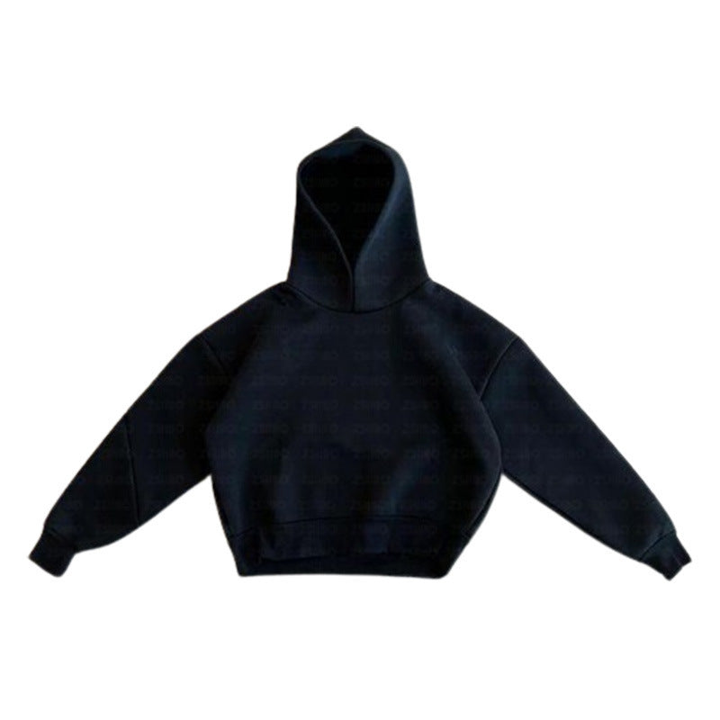 Casual Simple Couple Fashion Hoodie Solid Color Loose Sweater Sweatpants