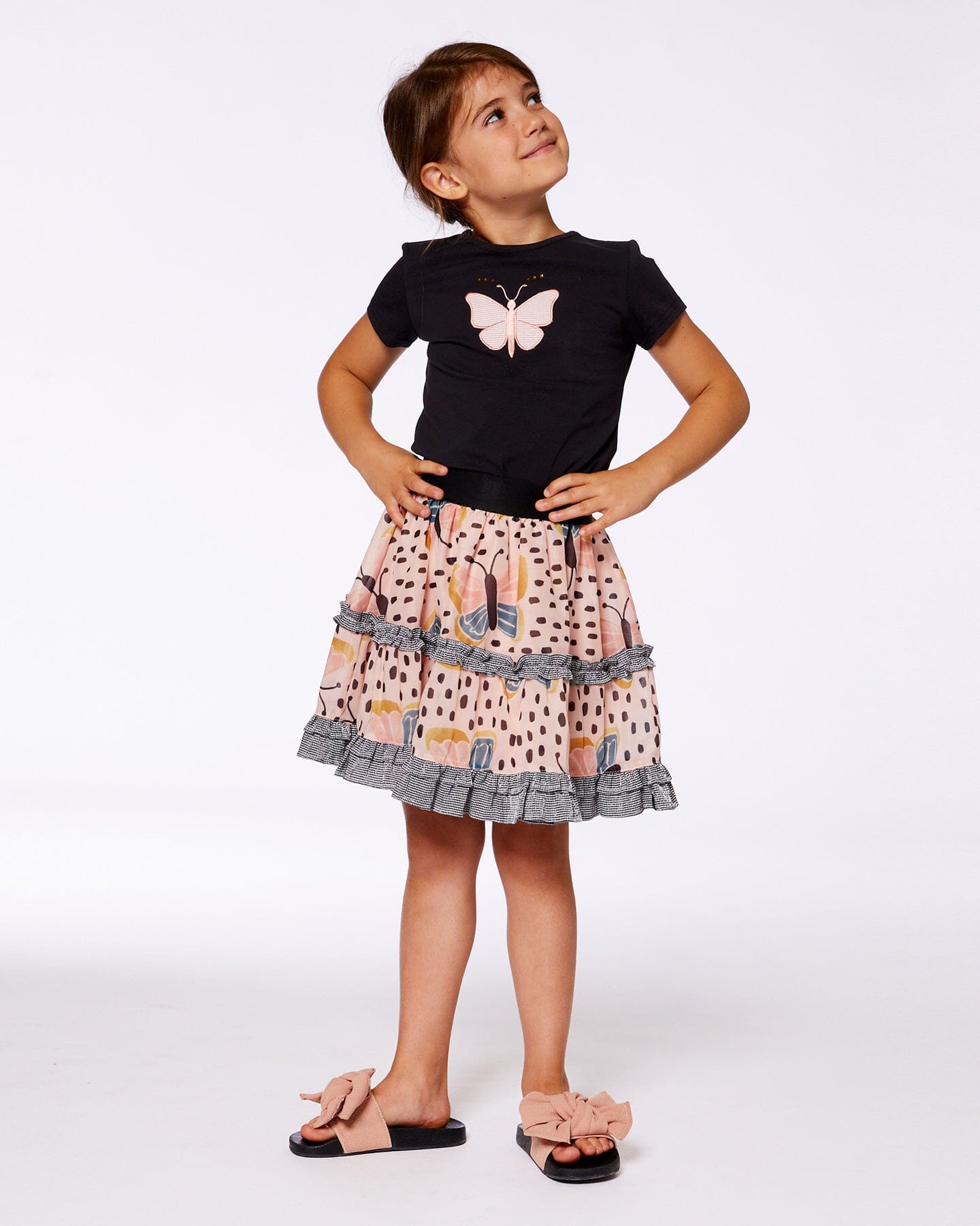 Organic Cotton Top With Applique Black And Pink Butterfly-2