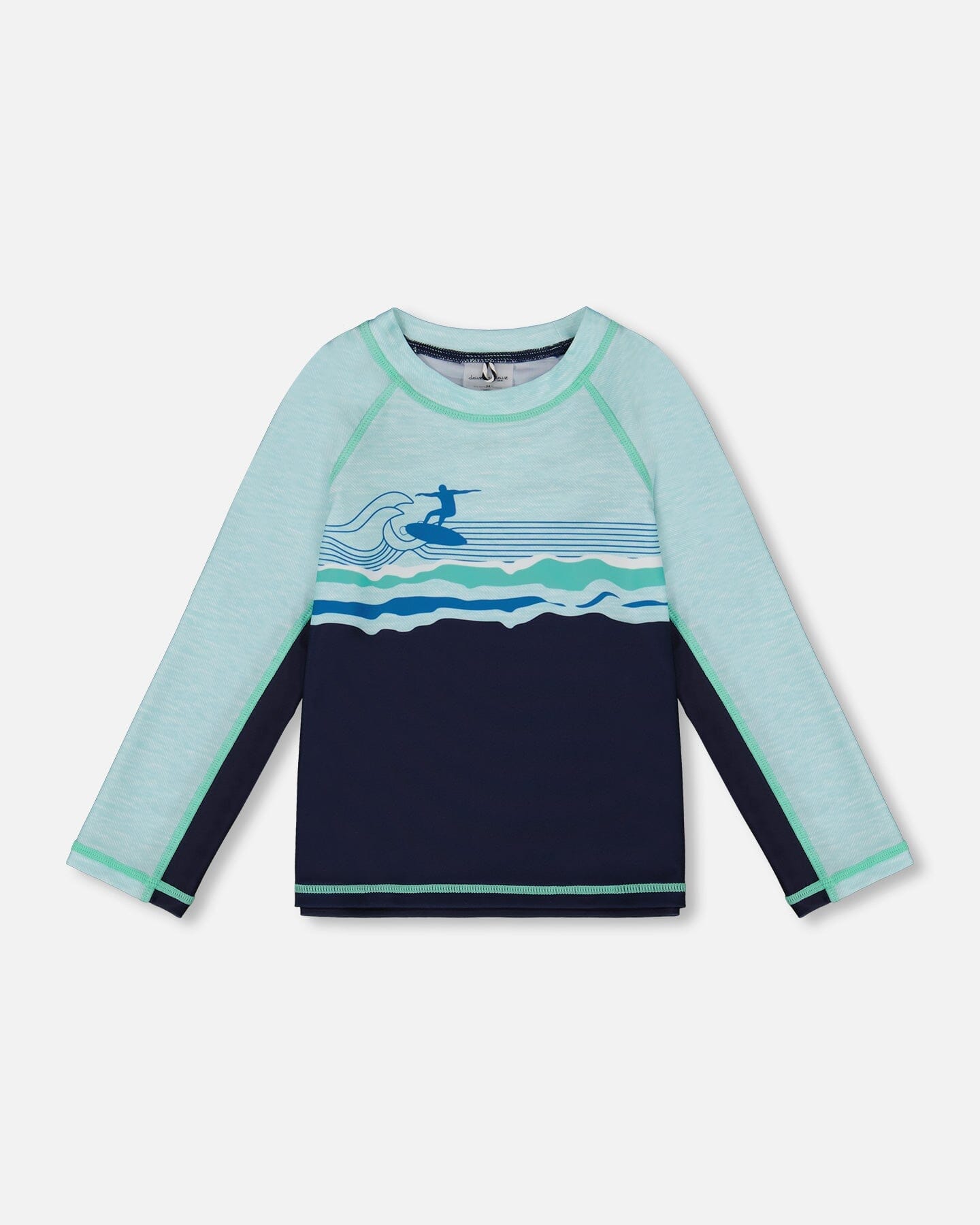 Long Sleeve Rashguard Navy Blue And Turquoise-0