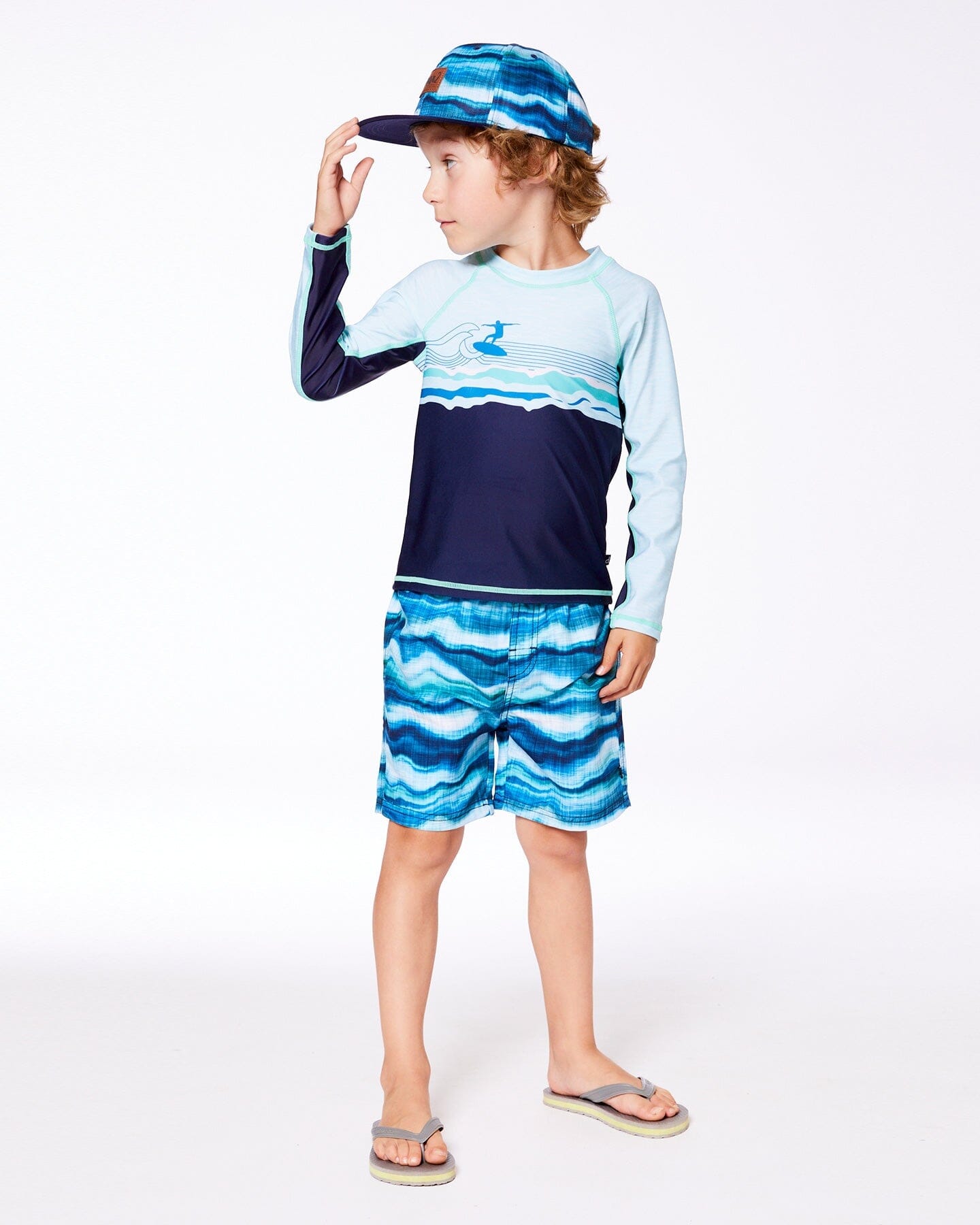 Long Sleeve Rashguard Navy Blue And Turquoise-2