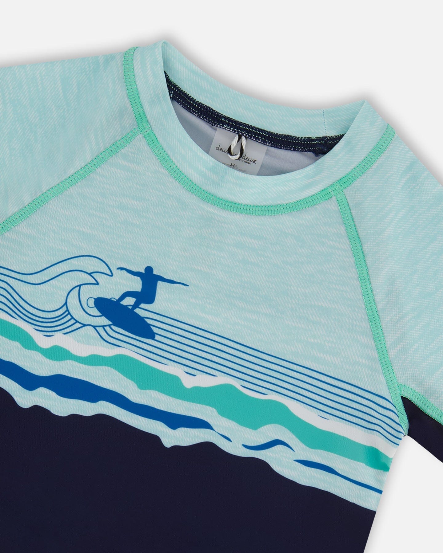 Long Sleeve Rashguard Navy Blue And Turquoise-4