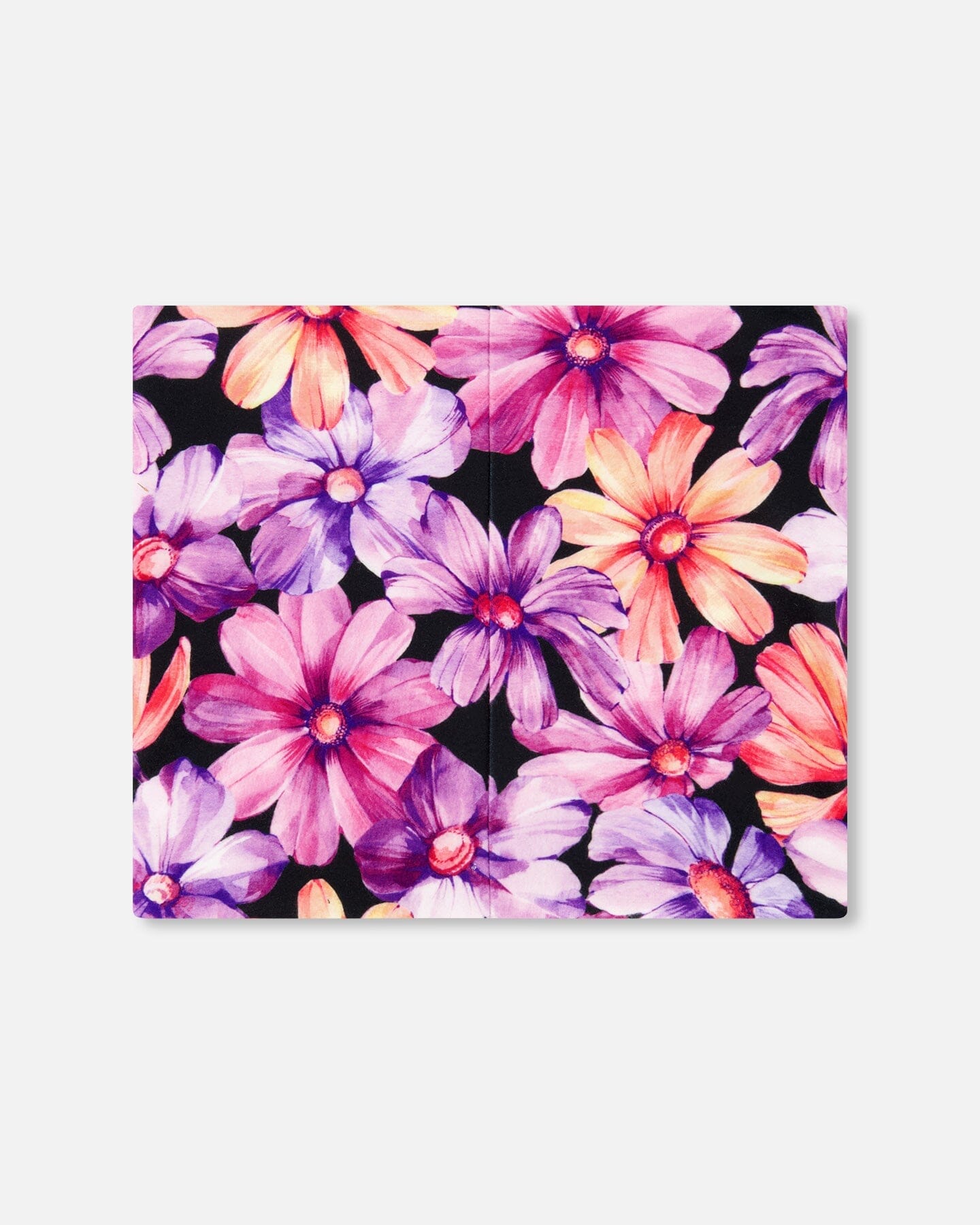 Printed Neck Tube Black With Pink And Orange Flowers-1