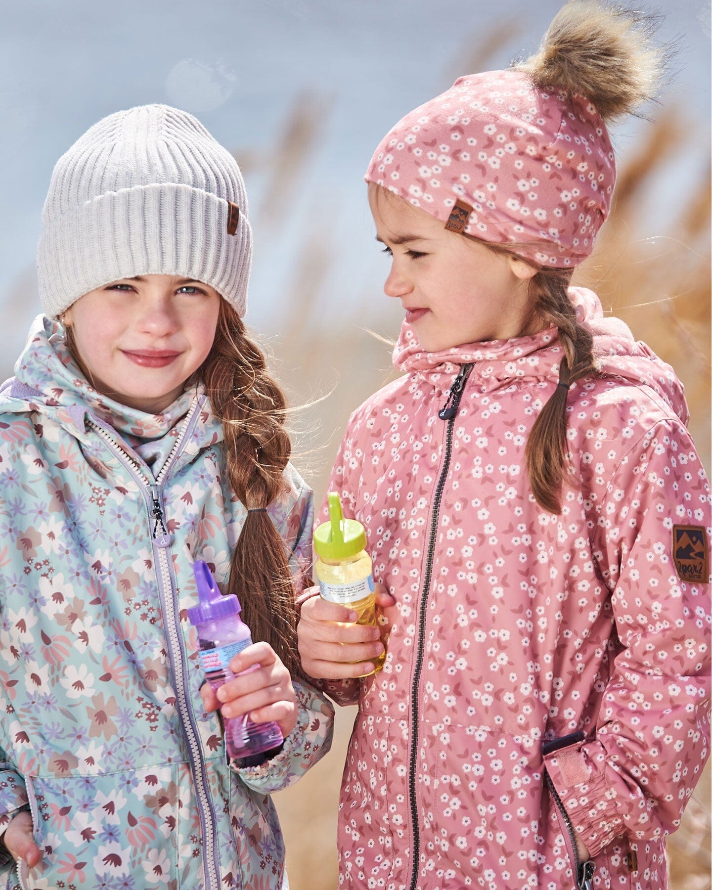 Printed Jacket Two-Piece Mid-Season Outerwear Set Small White Flowers On Turquoise And Lilac.-2