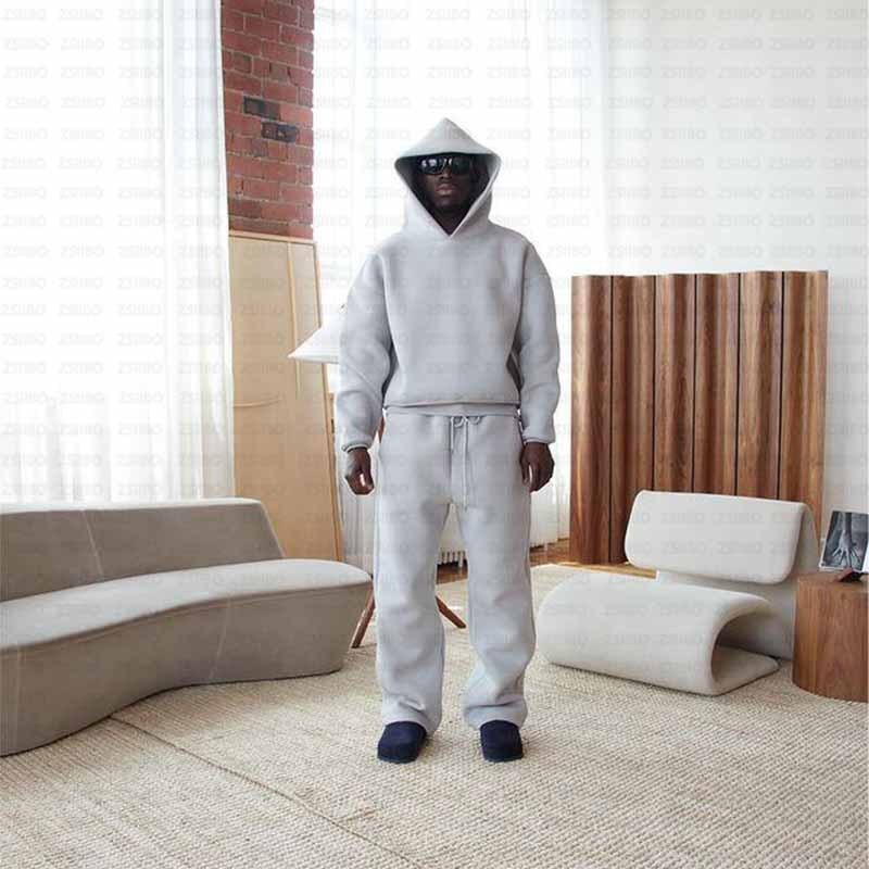 Casual Simple Couple Fashion Hoodie Solid Color Loose Sweater Sweatpants